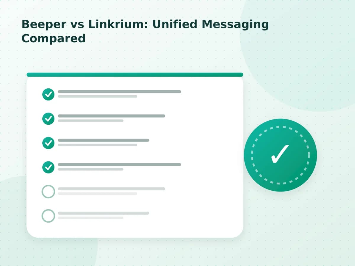 Editorial diagram: Beeper vs Linkrium: Unified Messaging Compared