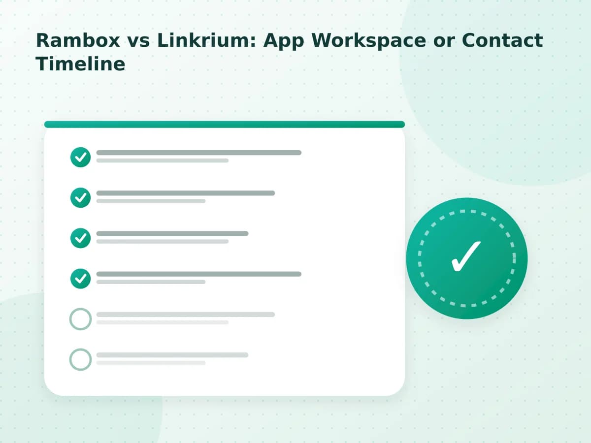 Editorial diagram: Rambox vs Linkrium: App Workspace or Contact Timeline
